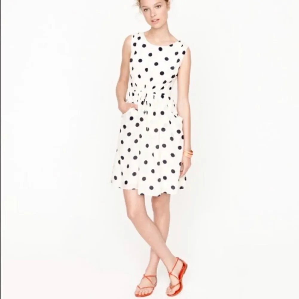 J Crew polka dot dress 100 % silk with pockets size 0